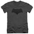 JUSTICE LEAGUE MOVIE/BATMAN LOGO - S/S ADULT V-NECK 30/1 - CHARCOAL