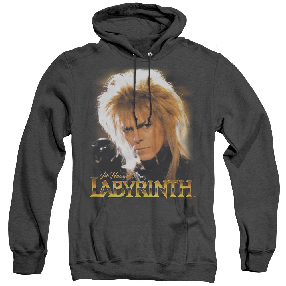 LABYRINTH/JARETH - ADULT HEATHER HOODIE - BLACK