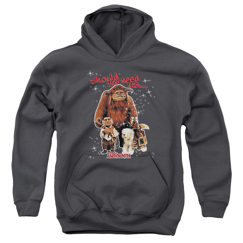 LABYRINTH/SHOULD YOU NEED US - YOUTH PULLOVER HOODIE - CHARCOAL