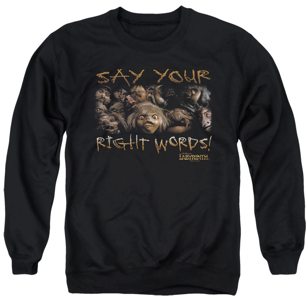 LABYRINTH/SAY YOUR RIGHT WORDS - ADULT CREWNECK SWEATSHIRT - BLACK