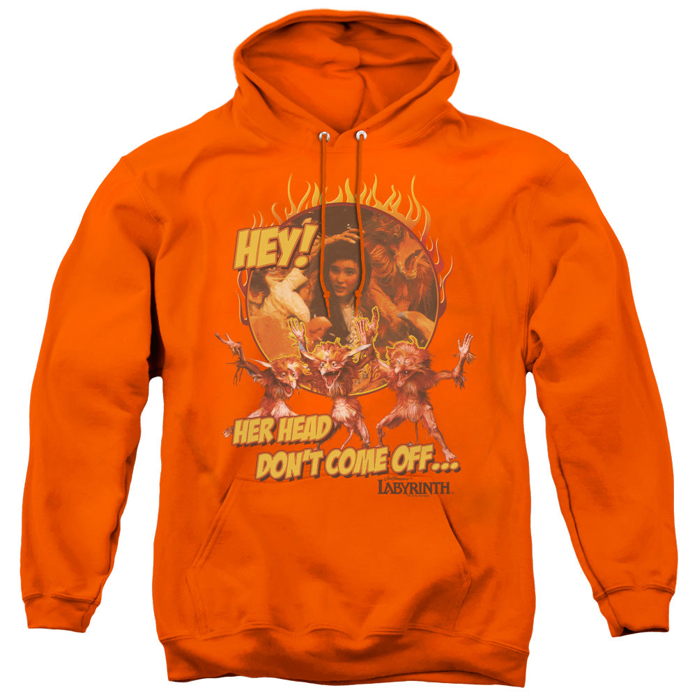 LABYRINTH/HEAD DONT COME OFF - ADULT PULLOVER HOODIE - ORANGE