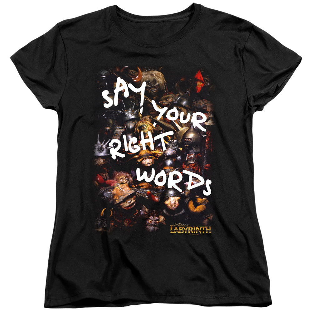 LABYRINTH/RIGHT WORDS - S/S WOMENS TEE - BLACK