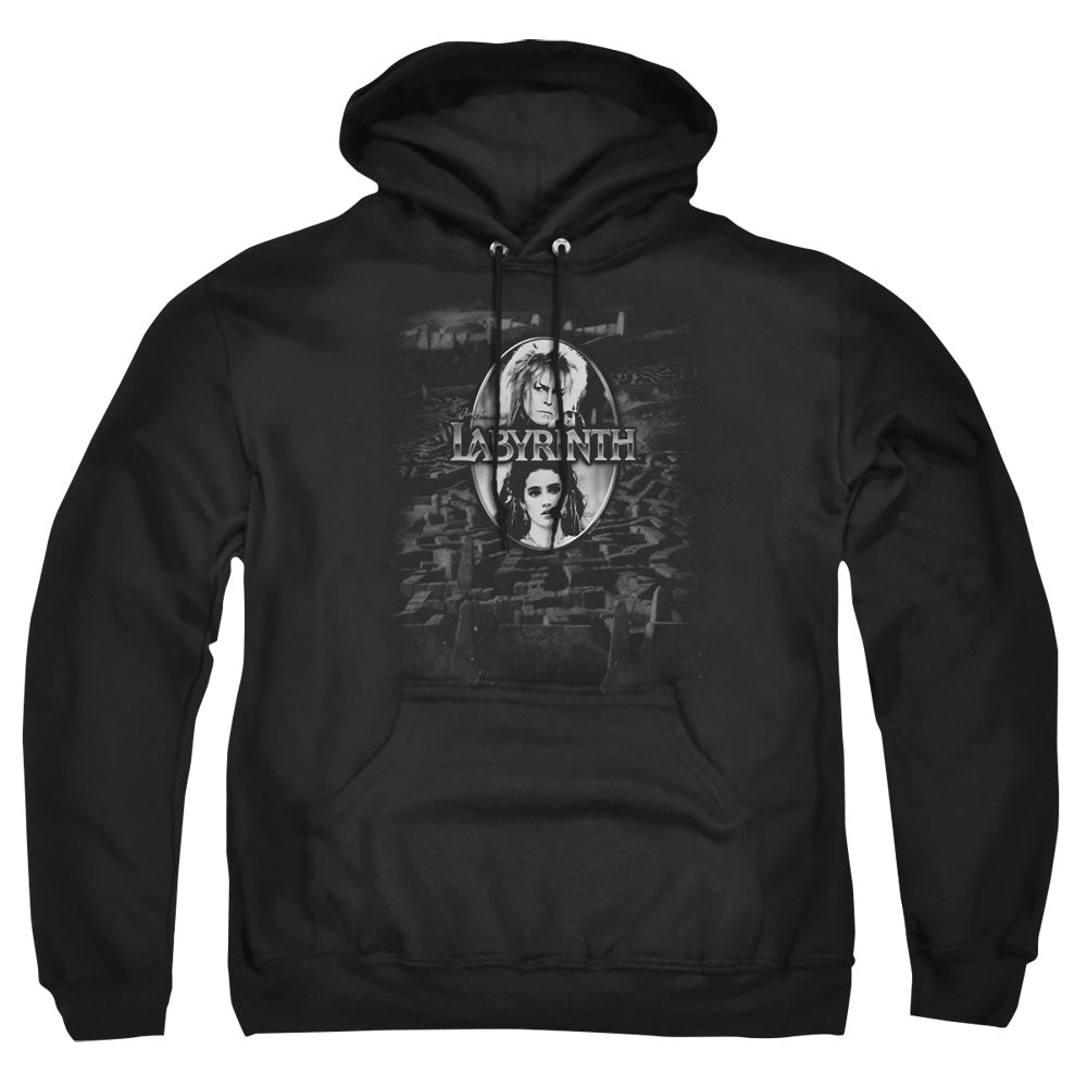 LABYRINTH/MAZE - ADULT PULLOVER HOODIE - BLACK