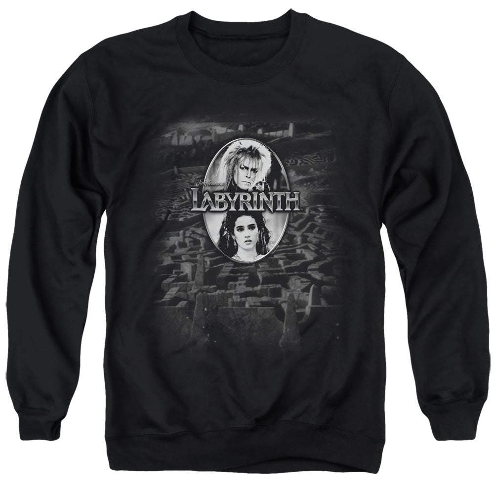 LABYRINTH/MAZE - ADULT CREWNECK SWEATSHIRT - BLACK