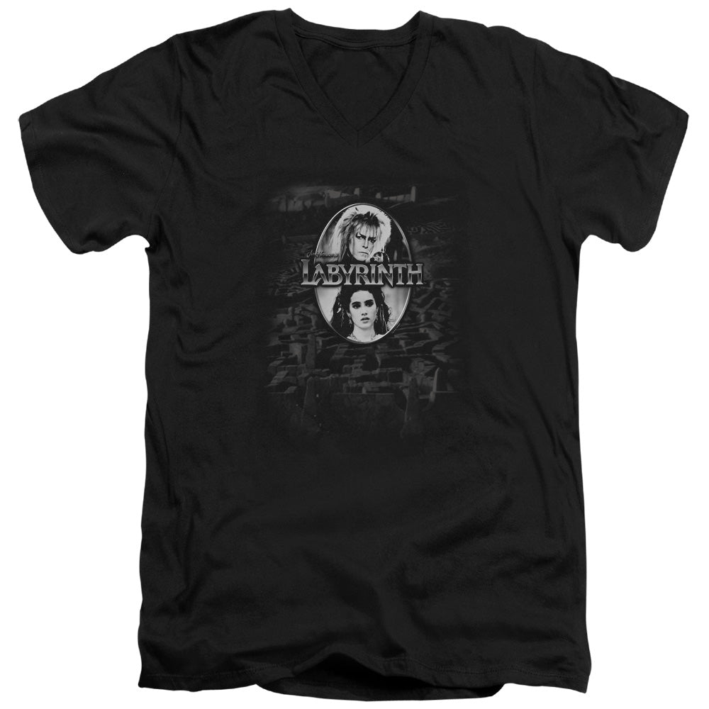 LABYRINTH/MAZE - S/S ADULT V-NECK 30/1 - BLACK