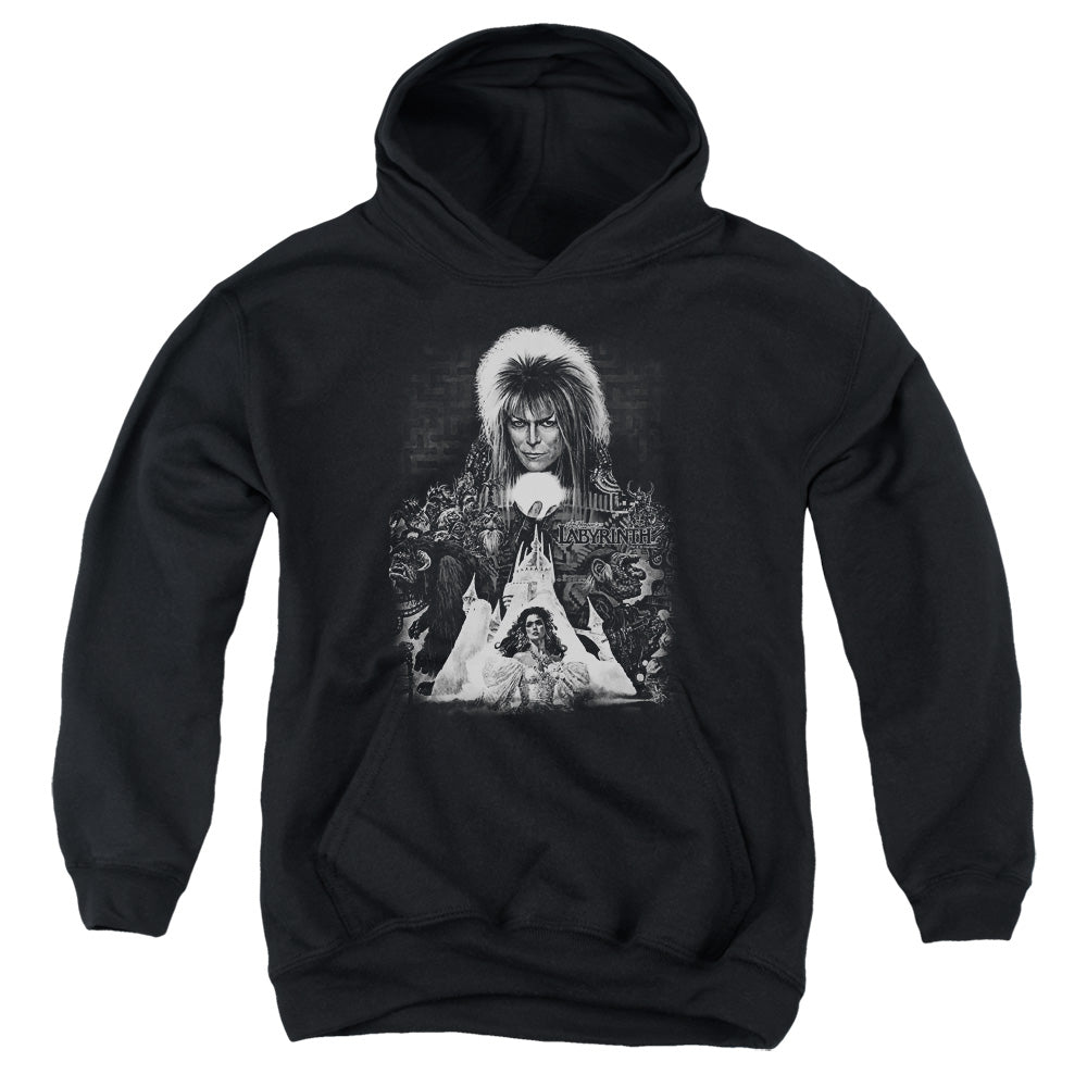 LABYRINTH/CASTLE - YOUTH PULLOVER HOODIE - BLACK