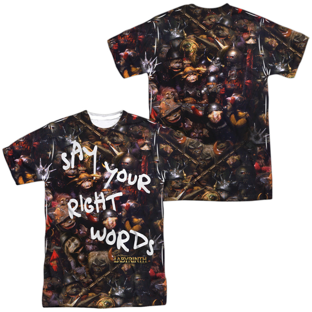 LABYRINTH/RIGHT WORDS (FRONT/BACK PRINT) - S/S ADULT POLY CREW - MULTI