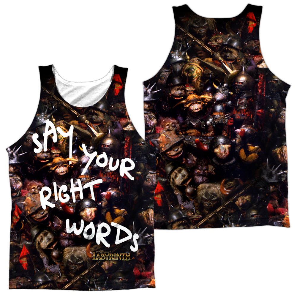 LABYRINTH/RIGHT WORDS (FRONT/BACK PRINT) - ADULT POLY TANK TOP - MULTI