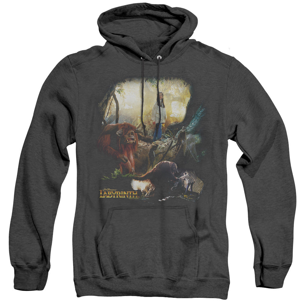 LABYRINTH/SARAH & LUDO - ADULT HEATHER HOODIE - BLACK