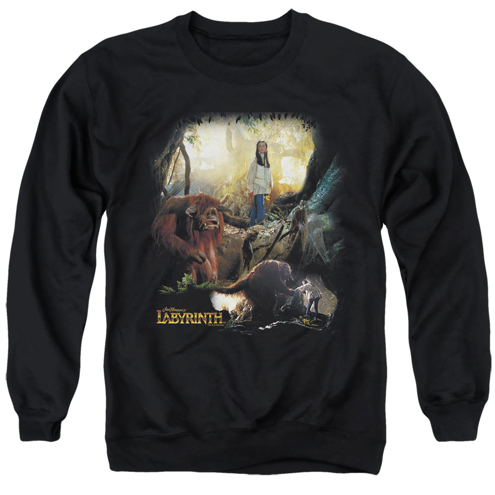 LABYRINTH/SARAH &AMP; LUDO - ADULT CREWNECK SWEATSHIRT - BLACK