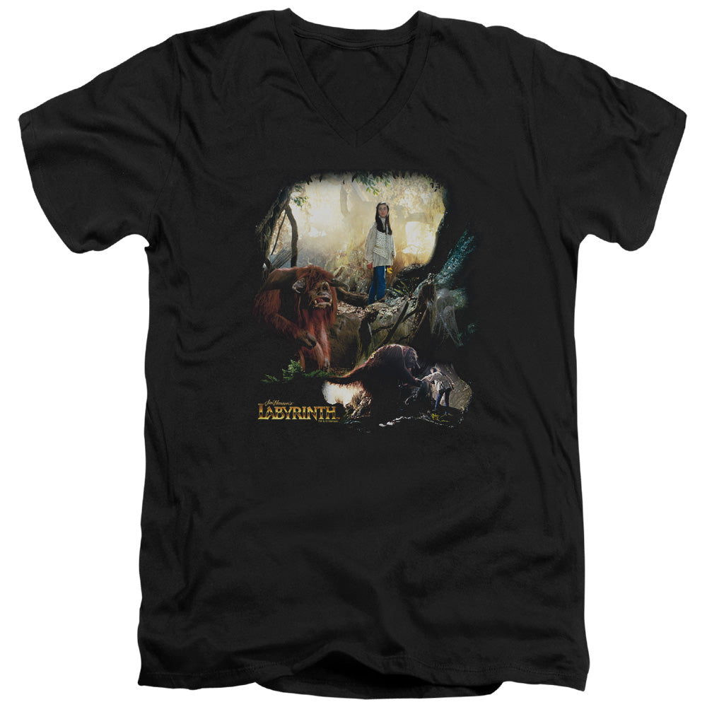 LABYRINTH/SARAH & LUDO - S/S ADULT V-NECK 30/1 - BLACK