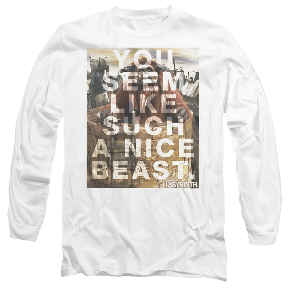 LABYRINTH/NICE BEAST -  L/S ADULT 18/1  - WHITE