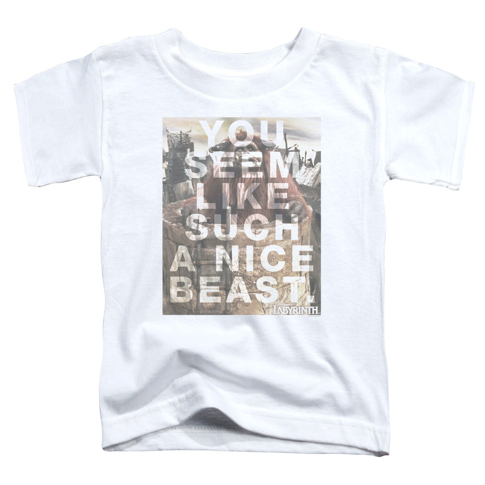 LABYRINTH/NICE BEAST - S/S TODDLER TEE - WHITE