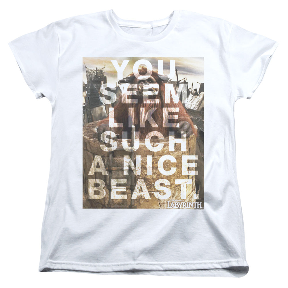 LABYRINTH/NICE BEAST - S/S WOMENS TEE - WHITE