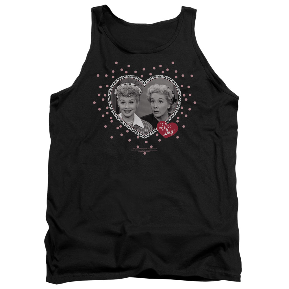 I LOVE LUCY/HEARTS AND DOTS - ADULT TANK - BLACK