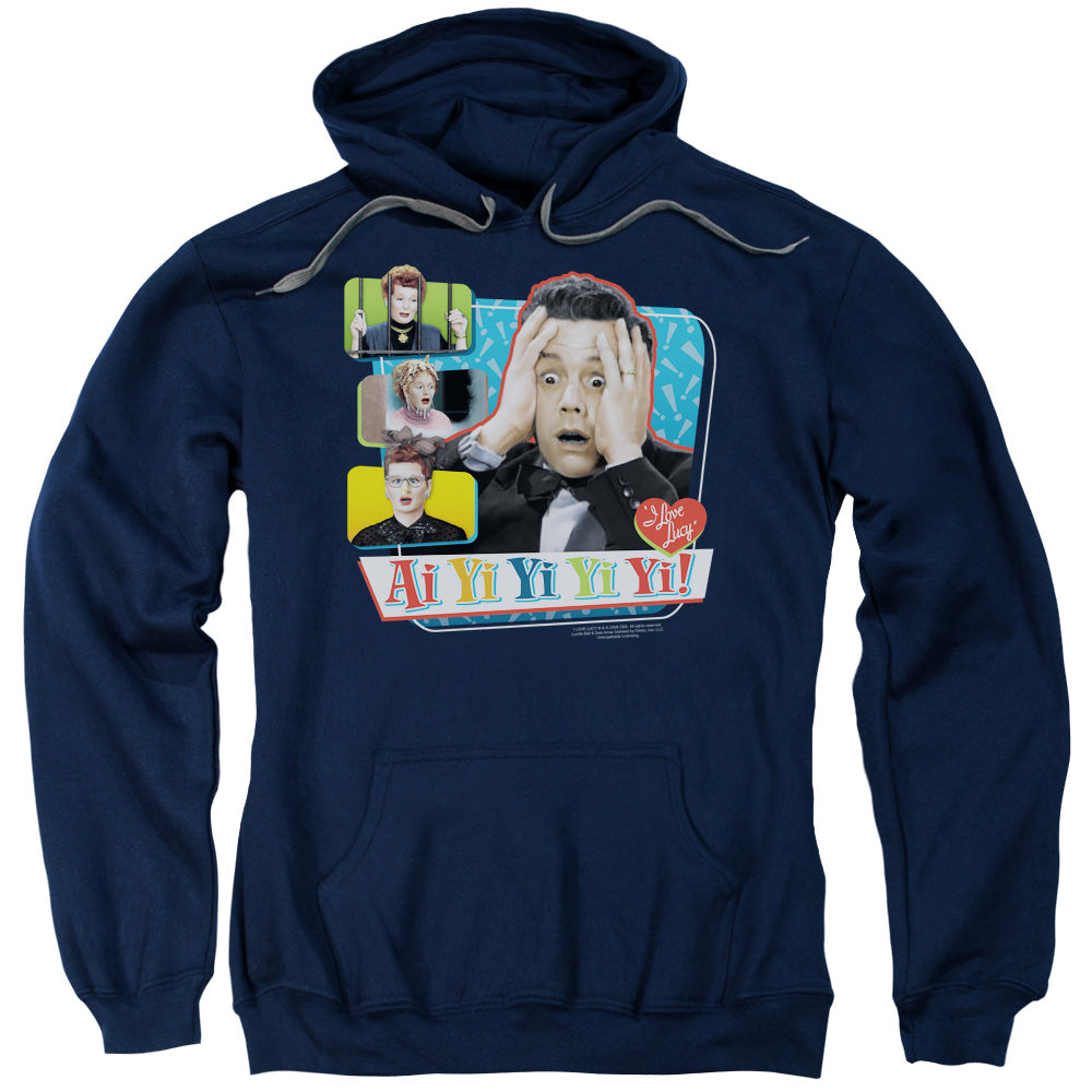 I LOVE LUCY/AI YI YI YI YI - ADULT PULLOVER HOODIE - NAVY