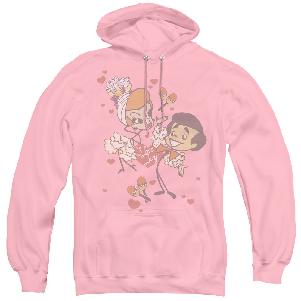I LOVE LUCY/RUMBA DANCE - ADULT PULLOVER HOODIE - PINK