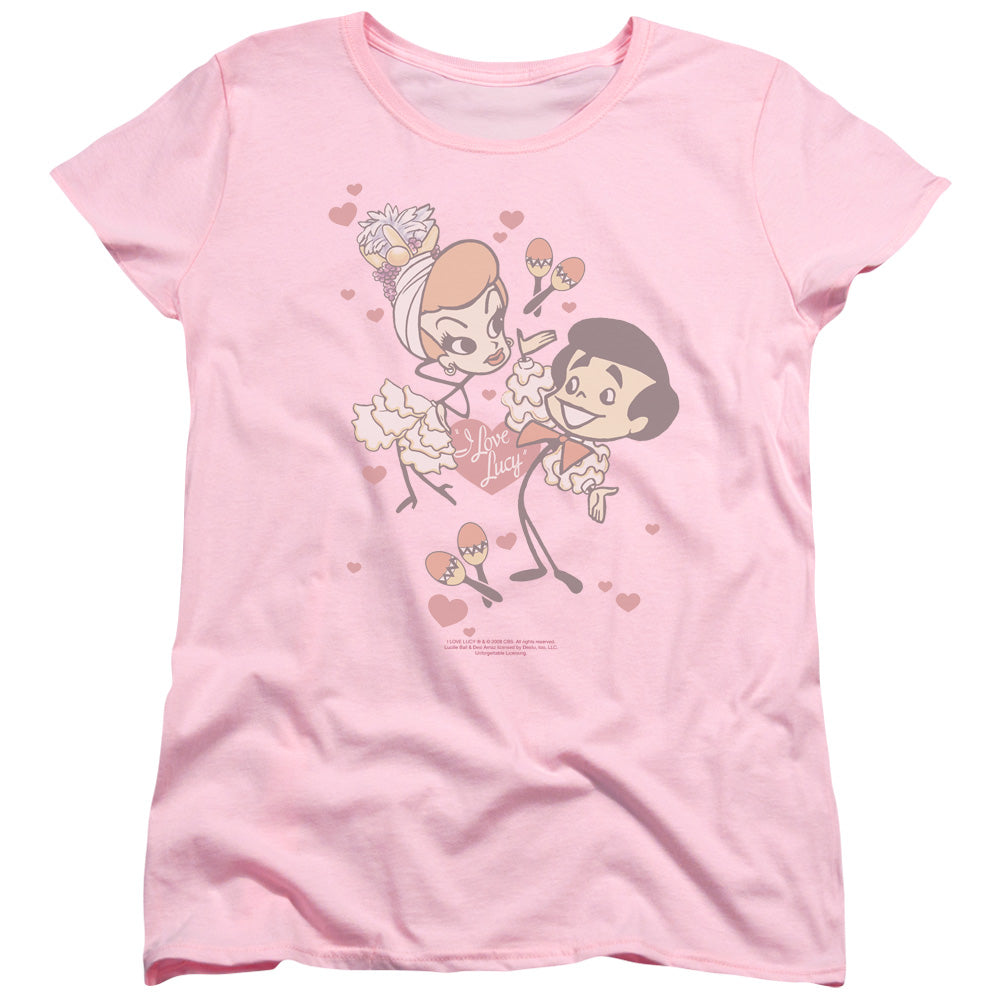 I LOVE LUCY/RUMBA DANCE - S/S WOMENS TEE - PINK
