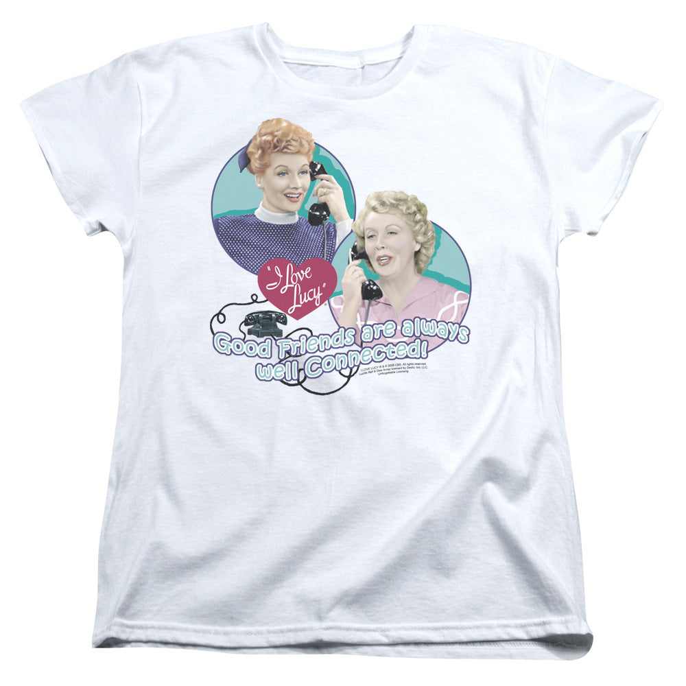 I LOVE LUCY/ALWAYS CONNECTED - S/S WOMENS TEE - WHITE