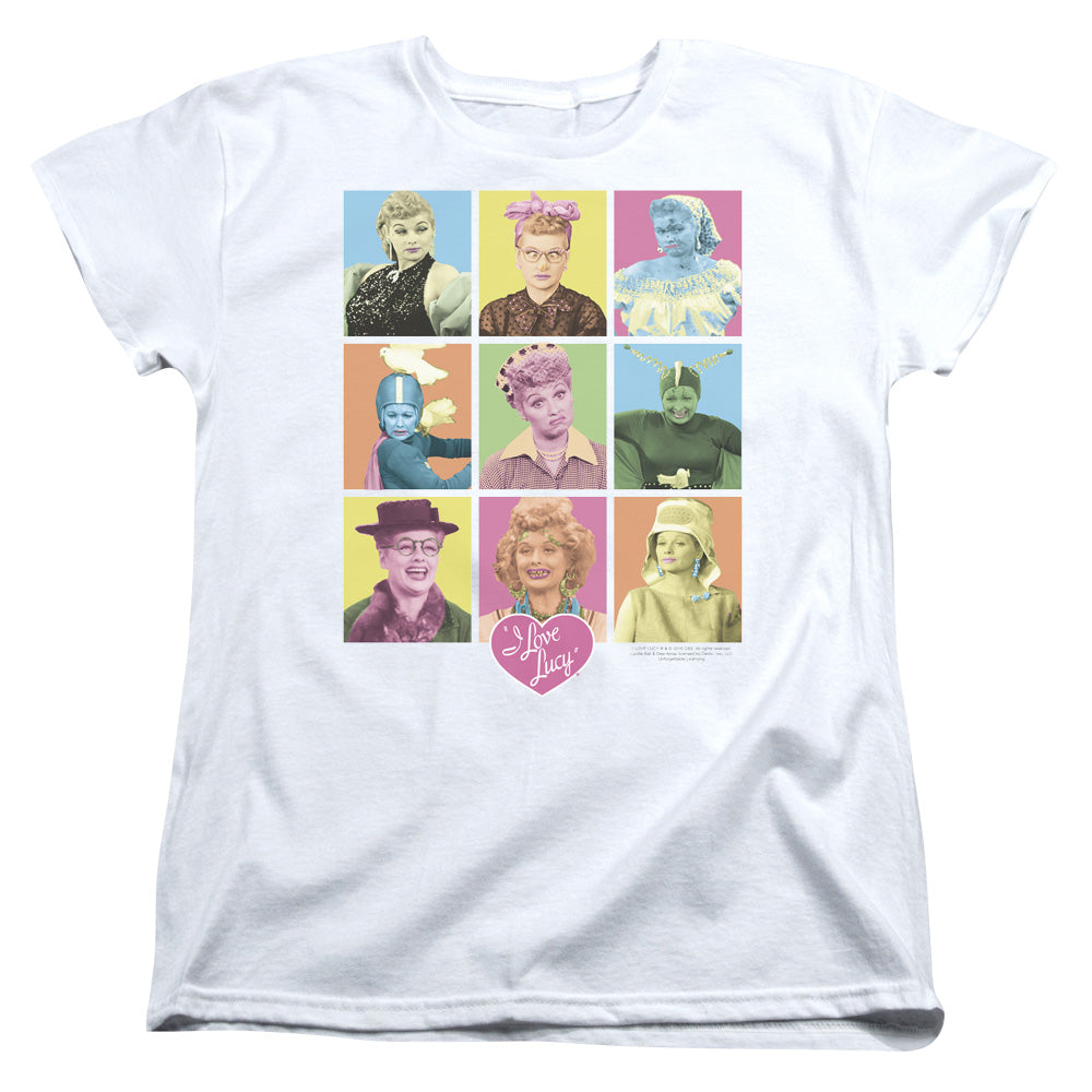 I LOVE LUCY/SO MANY FACES - S/S WOMENS TEE - WHITE