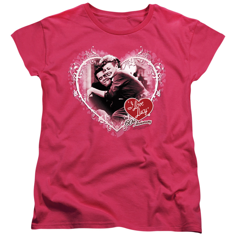 I LOVE LUCY/HAPPY ANNIVERSARY - S/S WOMENS TEE - HOT PINK