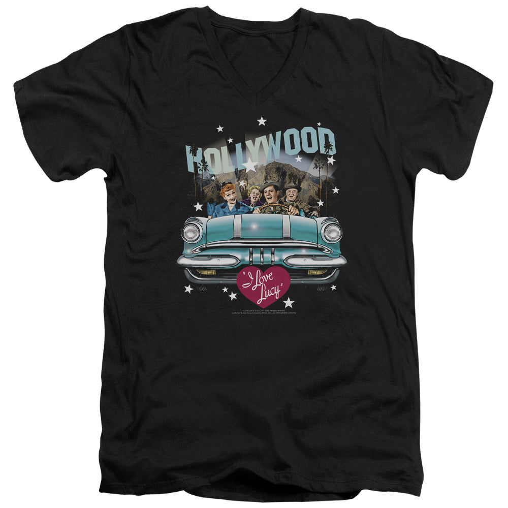 I LOVE LUCY/HOLLYWOOD ROAD TRIP - S/S ADULT V-NECK 30/1 - BLACK