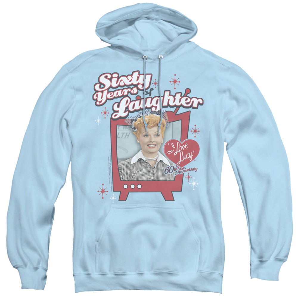I LOVE LUCY/60 YEARS OF LAUGHTER - ADULT PULLOVER HOODIE - LIGHT BLUE