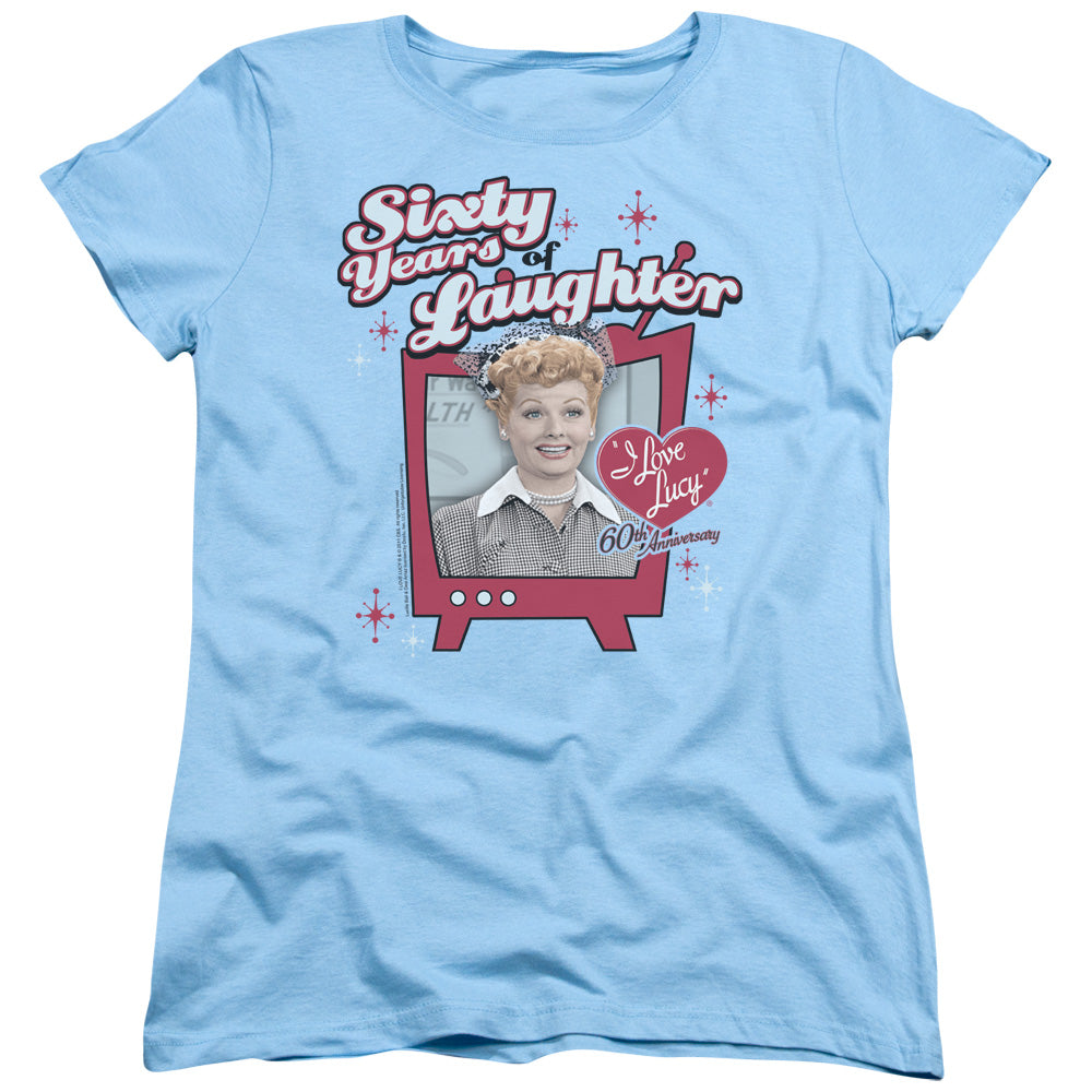 I LOVE LUCY/60 YEARS OF LAUGHTER - S/S WOMENS TEE - LIGHT BLUE