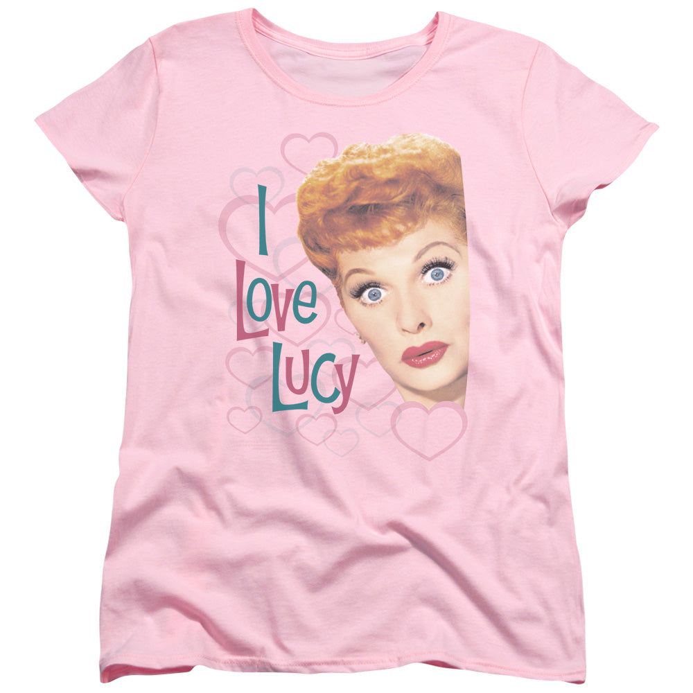 I LOVE LUCY/HOLLYWOOD OPEN HEARTS - S/S WOMENS TEE - PINK