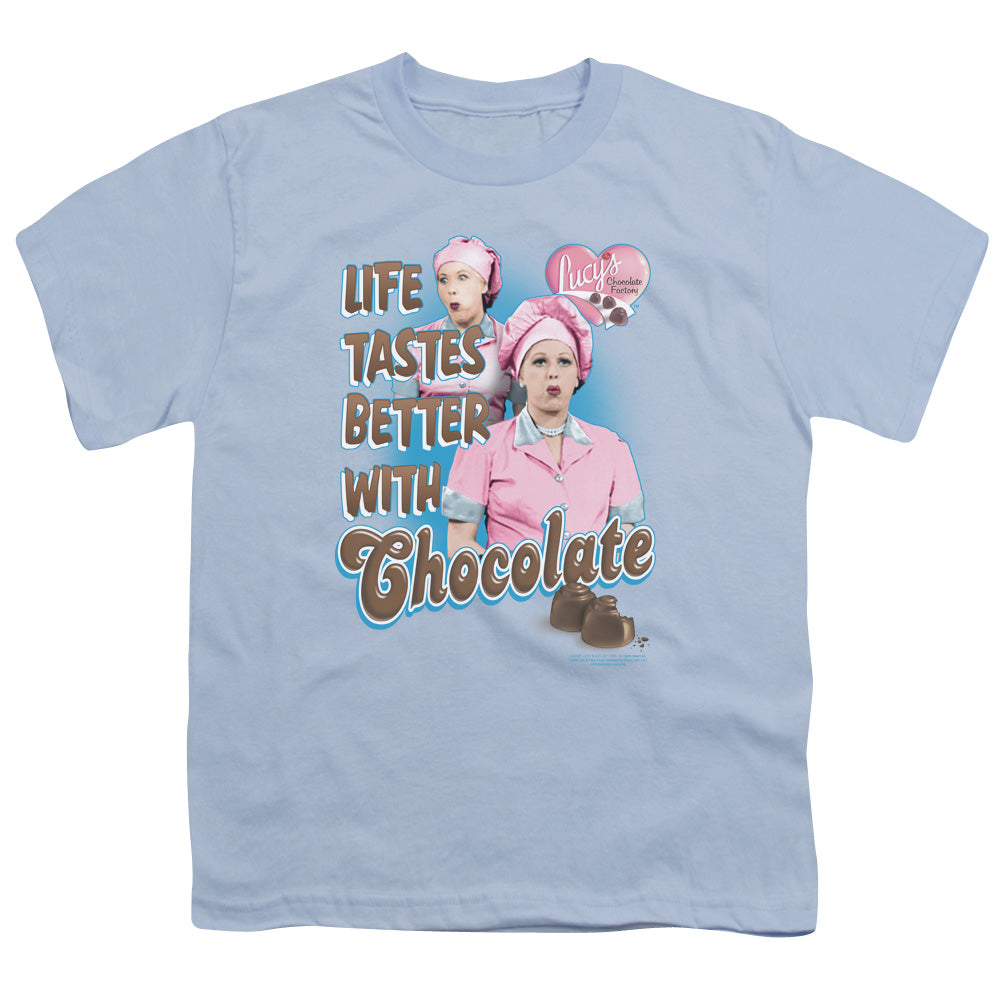 I LOVE LUCY/BETTER WITH CHOCOLATE - S/S YOUTH 18/1 - LIGHT BLUE