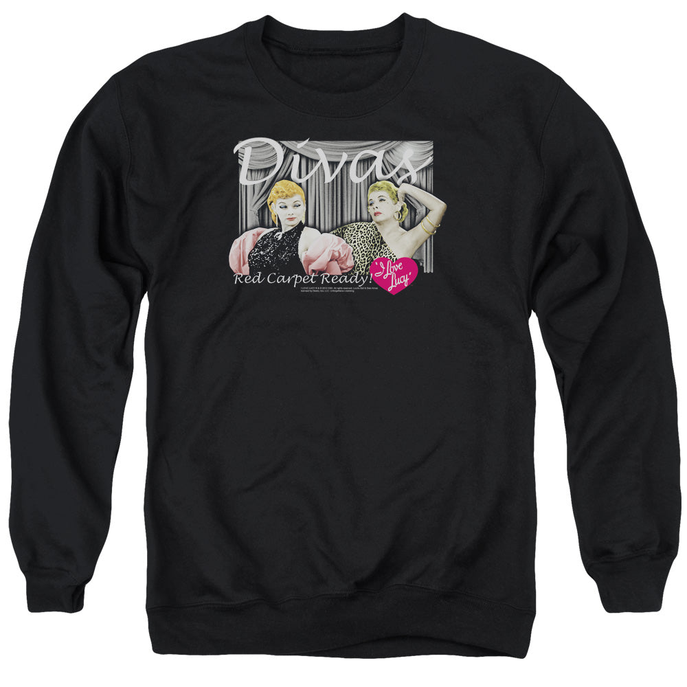 I LOVE LUCY/DIVAS - ADULT CREWNECK SWEATSHIRT - BLACK