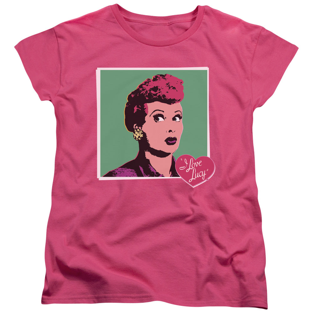 I LOVE LUCY/I LOVE WORHOL - S/S WOMENS TEE - HOT PINK