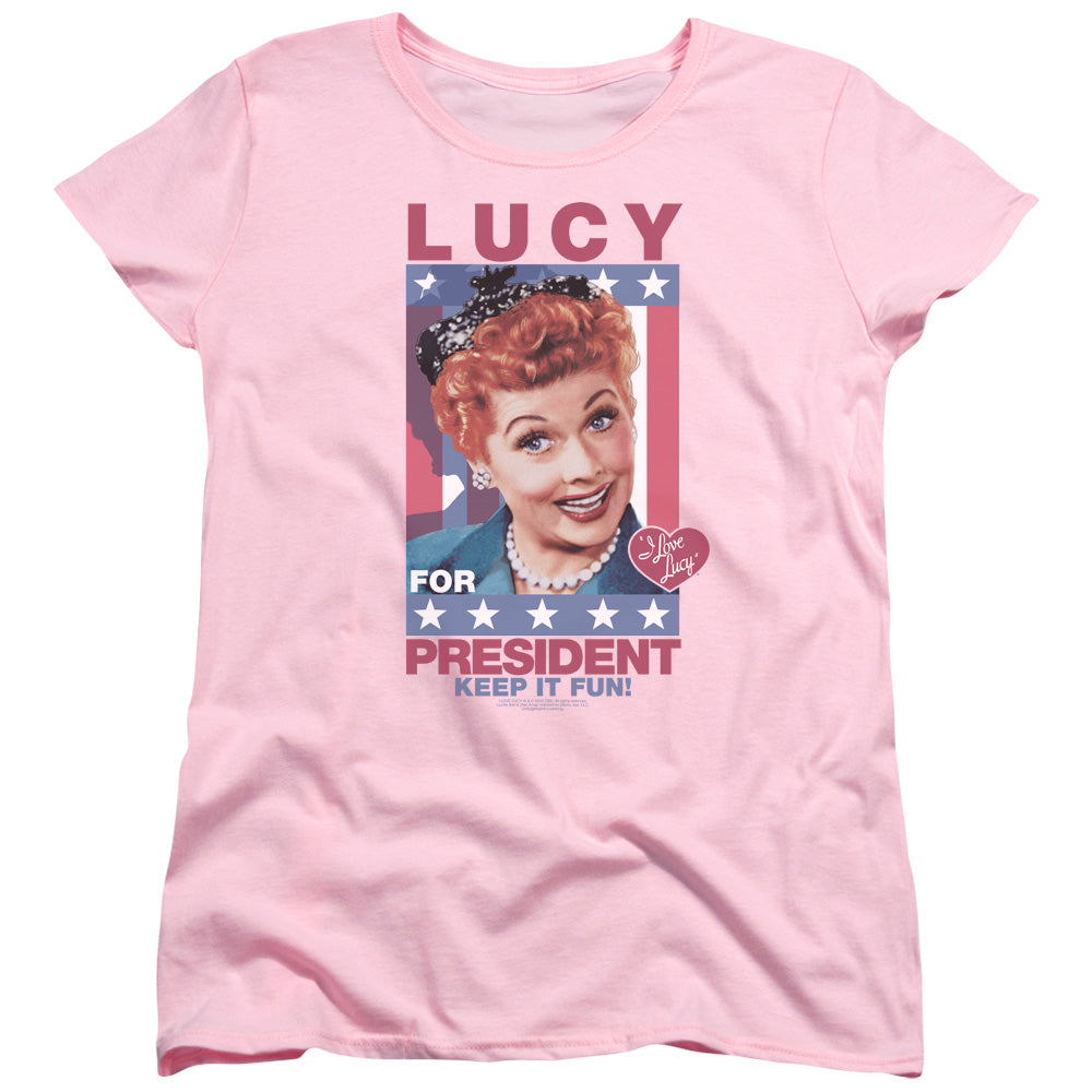 I LOVE LUCY/FOR PRESIDENT - S/S WOMENS TEE - PINK
