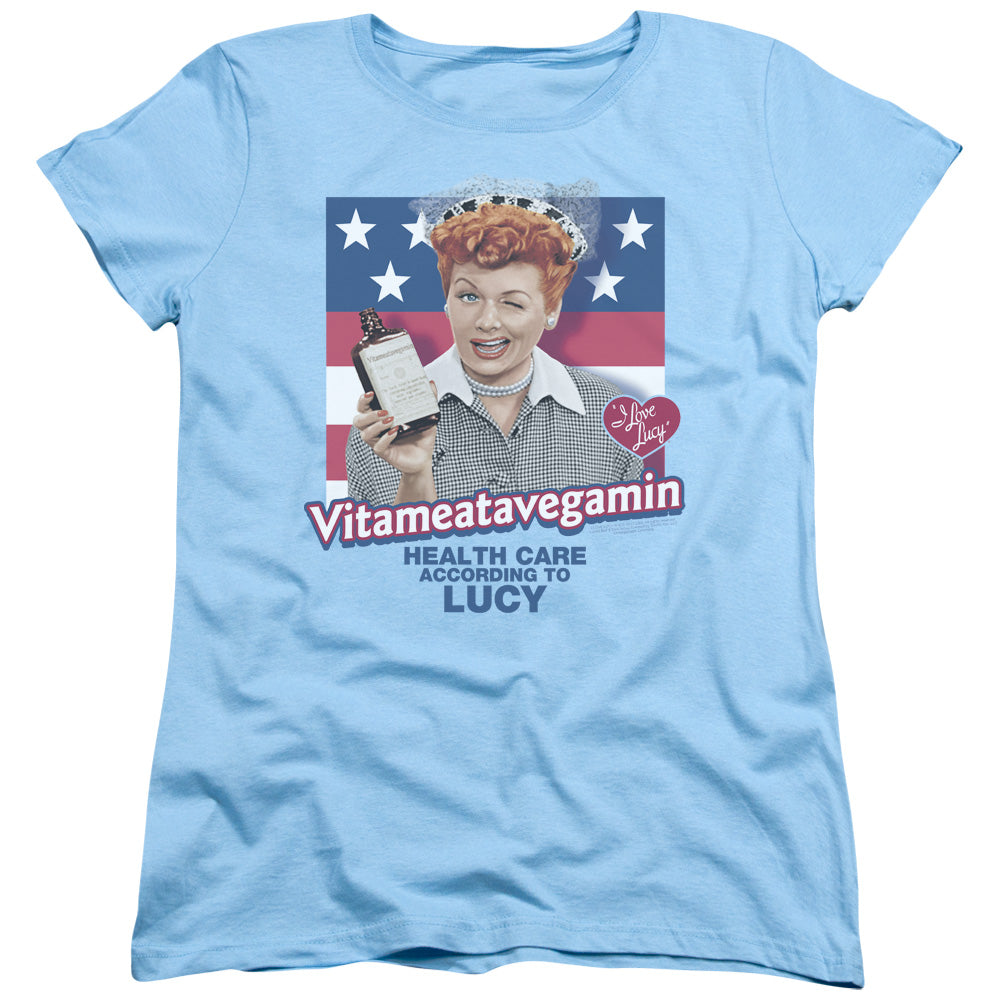I LOVE LUCY/HEALTH CARE - S/S WOMENS TEE - LIGHT BLUE