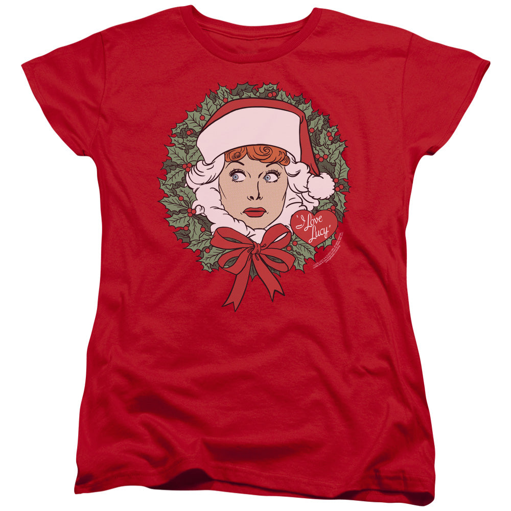 I LOVE LUCY/WREATH - S/S WOMENS TEE - RED