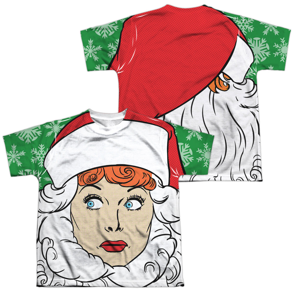 I LOVE LUCY/SECRET SANTA (FRONT/BACK PRINT) - S/S YOUTH POLY CREW - MULTI