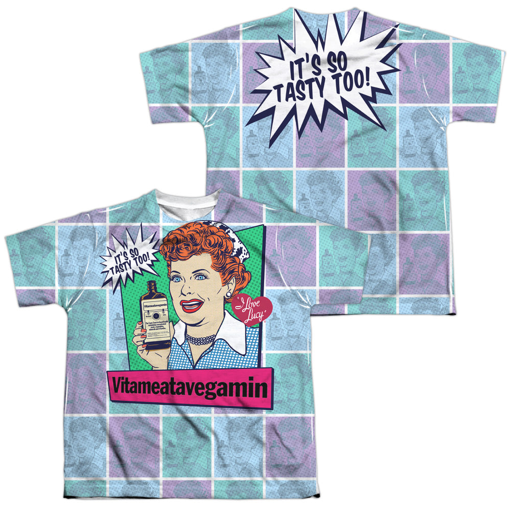 I LOVE LUCY/ALL OVER VITA COMIC (FRONT/BACK PRINT) - S/S YOUTH POLY CREW - MULTI