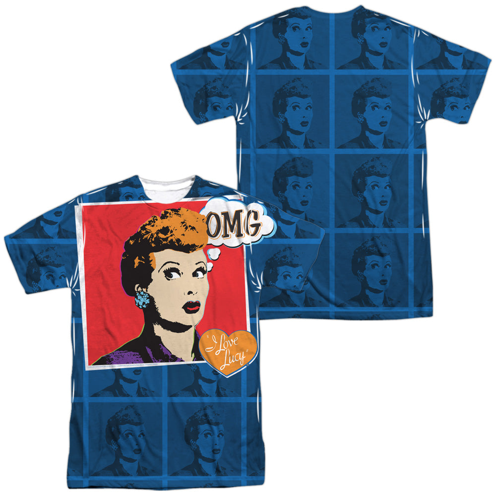 I LOVE LUCY/OMG (FRONT/BACK PRINT) - S/S ADULT POLY CREW - MULTI