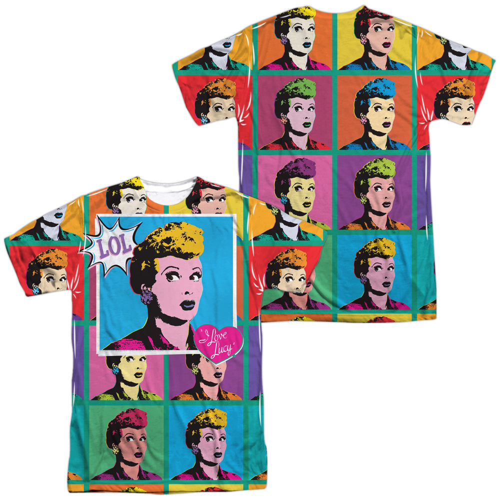 I LOVE LUCY/LOL (FRONT/BACK PRINT) - S/S ADULT POLY CREW - MULTI