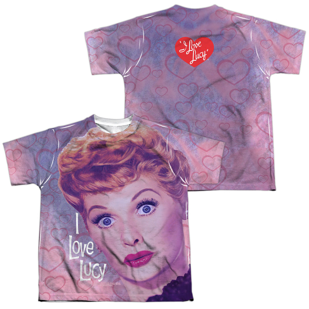 I LOVE LUCY/FUNNY HEARTS (FRONT/BACK PRINT) - S/S YOUTH POLY CREW - MULTI