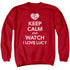 I LOVE LUCY/KEEP CALM AND WATCH - ADULT CREWNECK SWEATSHIRT - RED