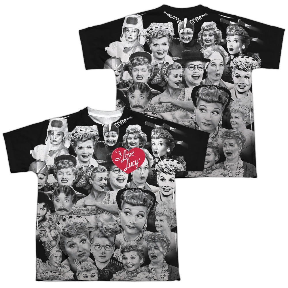 I LOVE LUCY/FACES (FRONT/BACK PRINT) - S/S YOUTH POLY CREW - MULTI