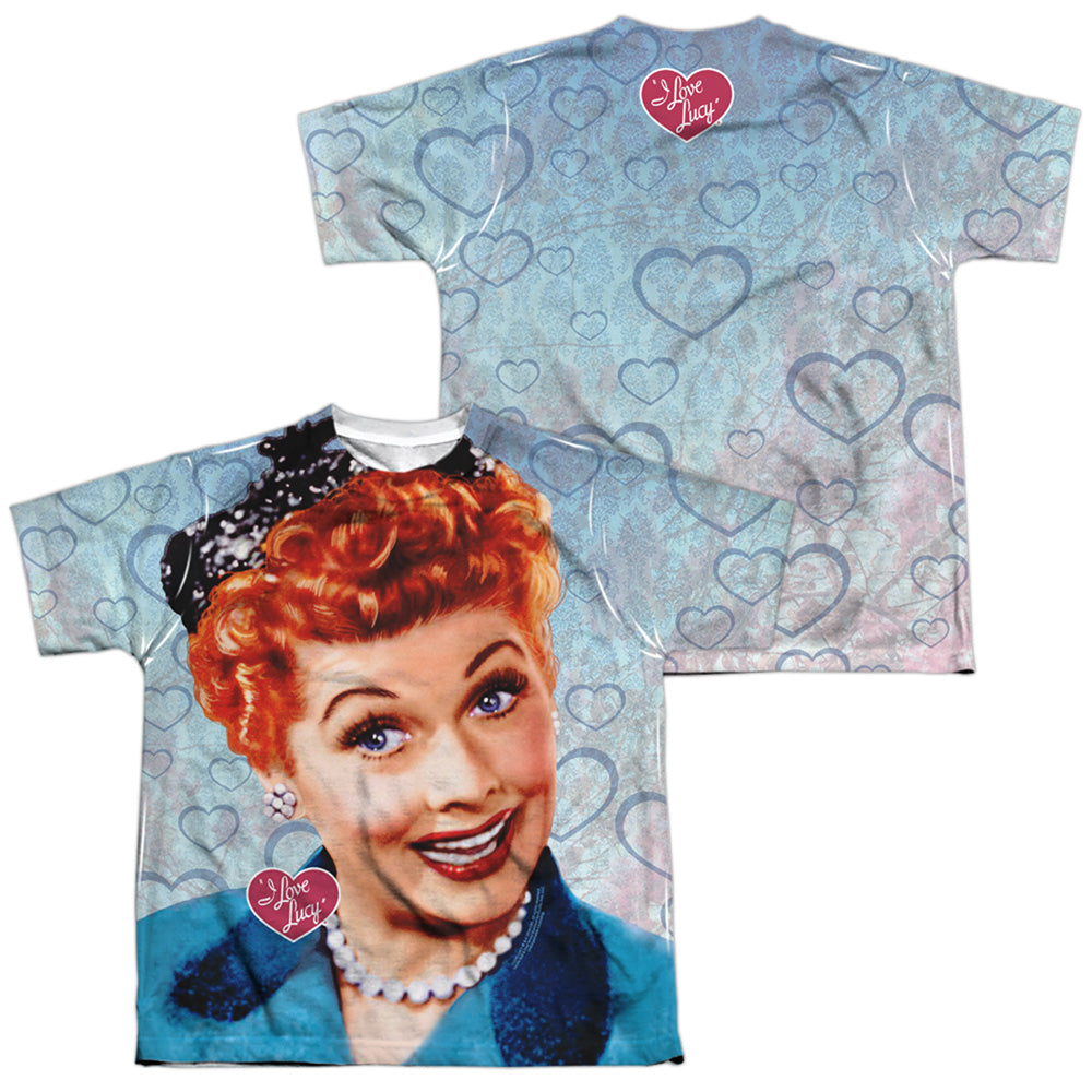 I LOVE LUCY/SMILE (FRONT/BACK PRINT) - S/S YOUTH POLY CREW - MULTI