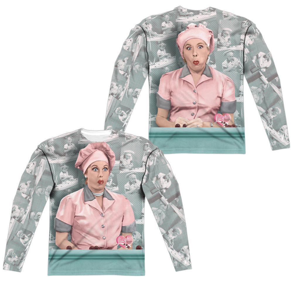 I LOVE LUCY/CHOCOLATE BELT (FRONT/BACK PRINT) - L/S ADULT POLY CREW  - MULTI