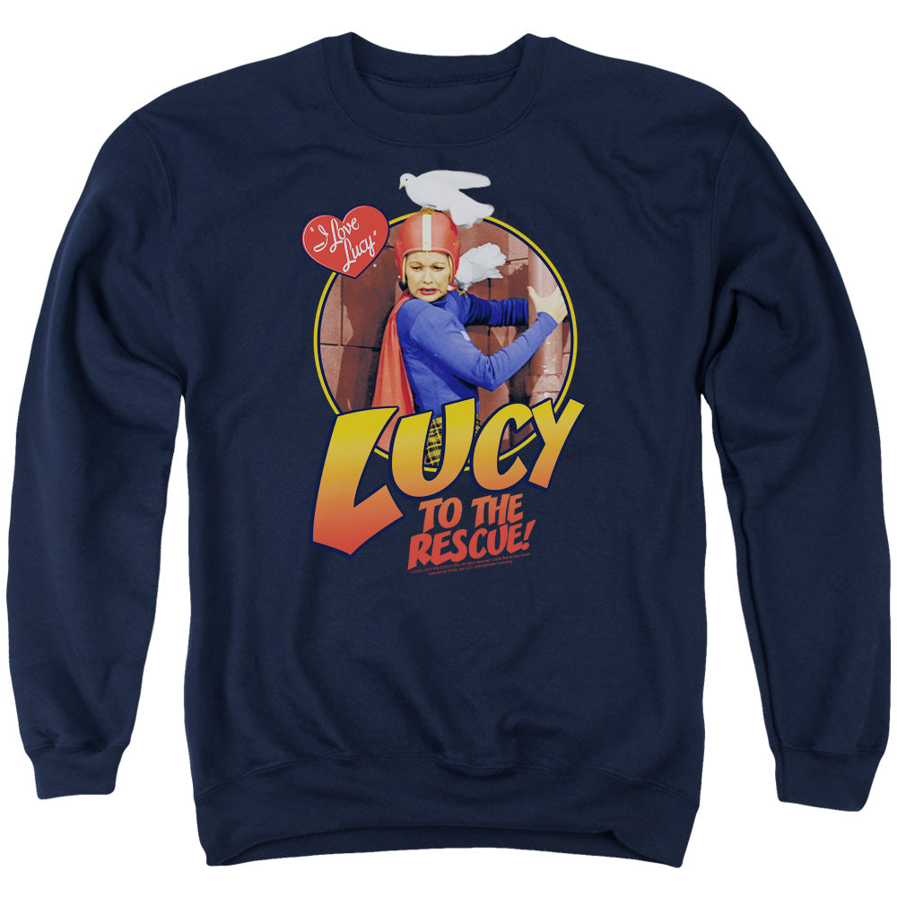 I LOVE LUCY/TO THE RESCUE - ADULT CREWNECK SWEATSHIRT - NAVY