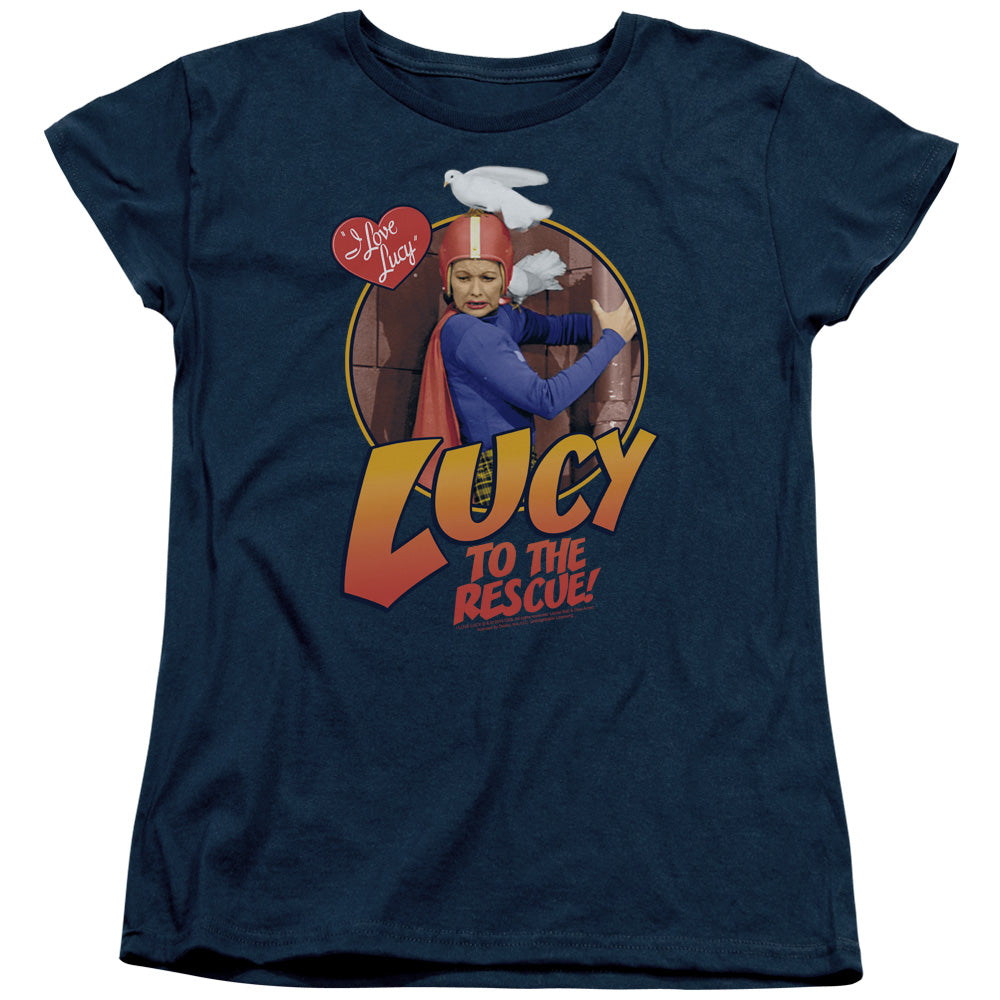 I LOVE LUCY/TO THE RESCUE - S/S WOMENS TEE - NAVY