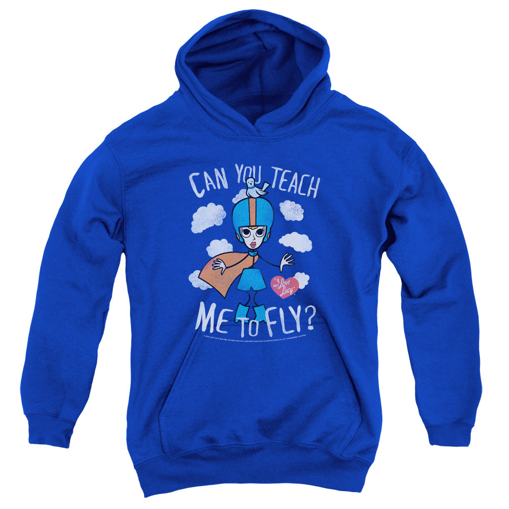 I LOVE LUCY/FLY - YOUTH PULLOVER HOODIE - ROYAL BLUE