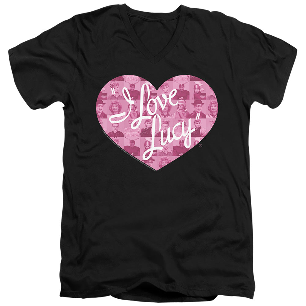 I LOVE LUCY/MANY MOODS LOGO - S/S ADULT V-NECK 30/1 - BLACK