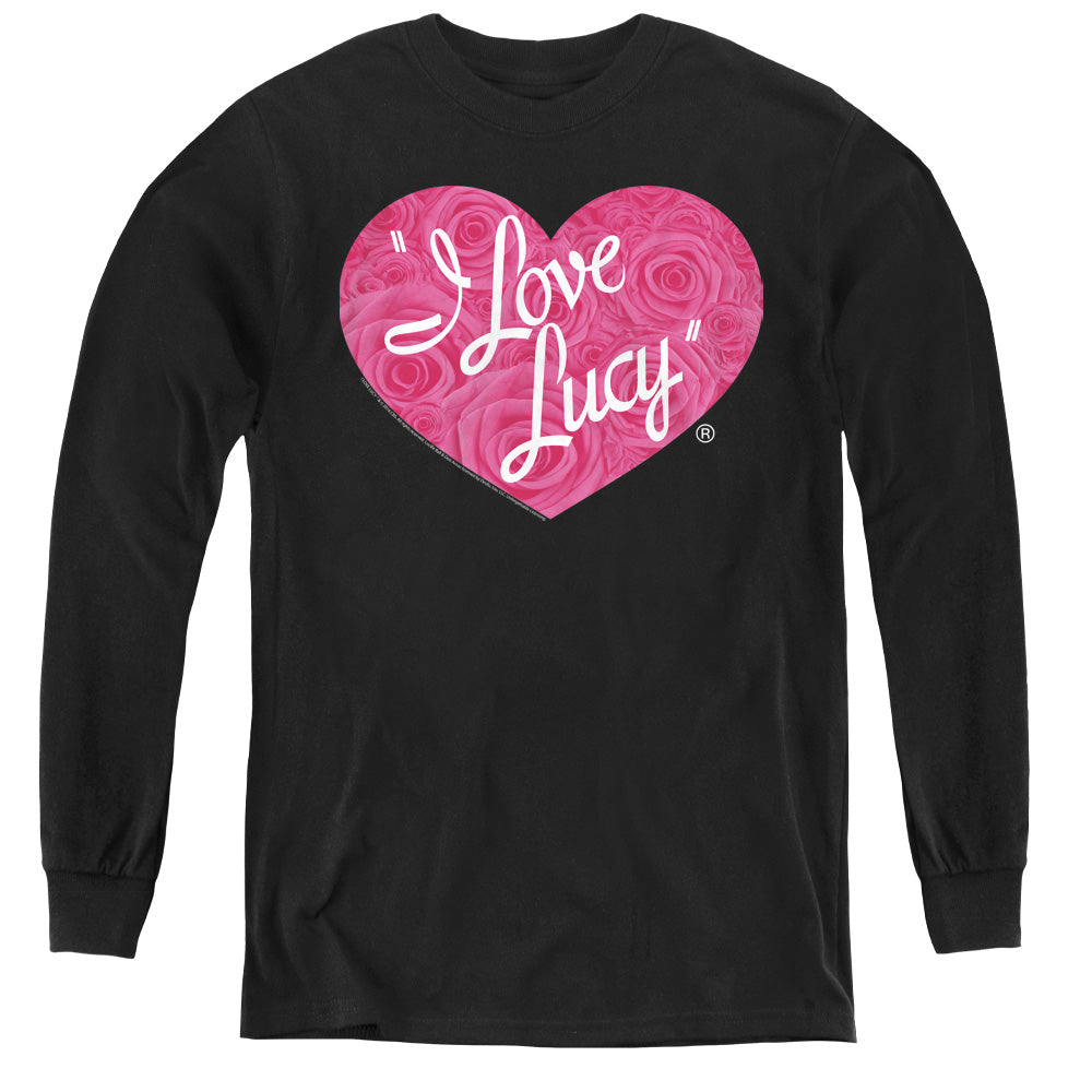 I LOVE LUCY/FLORAL LOGO - YOUTH LONG SLEEVE TEE - BLACK