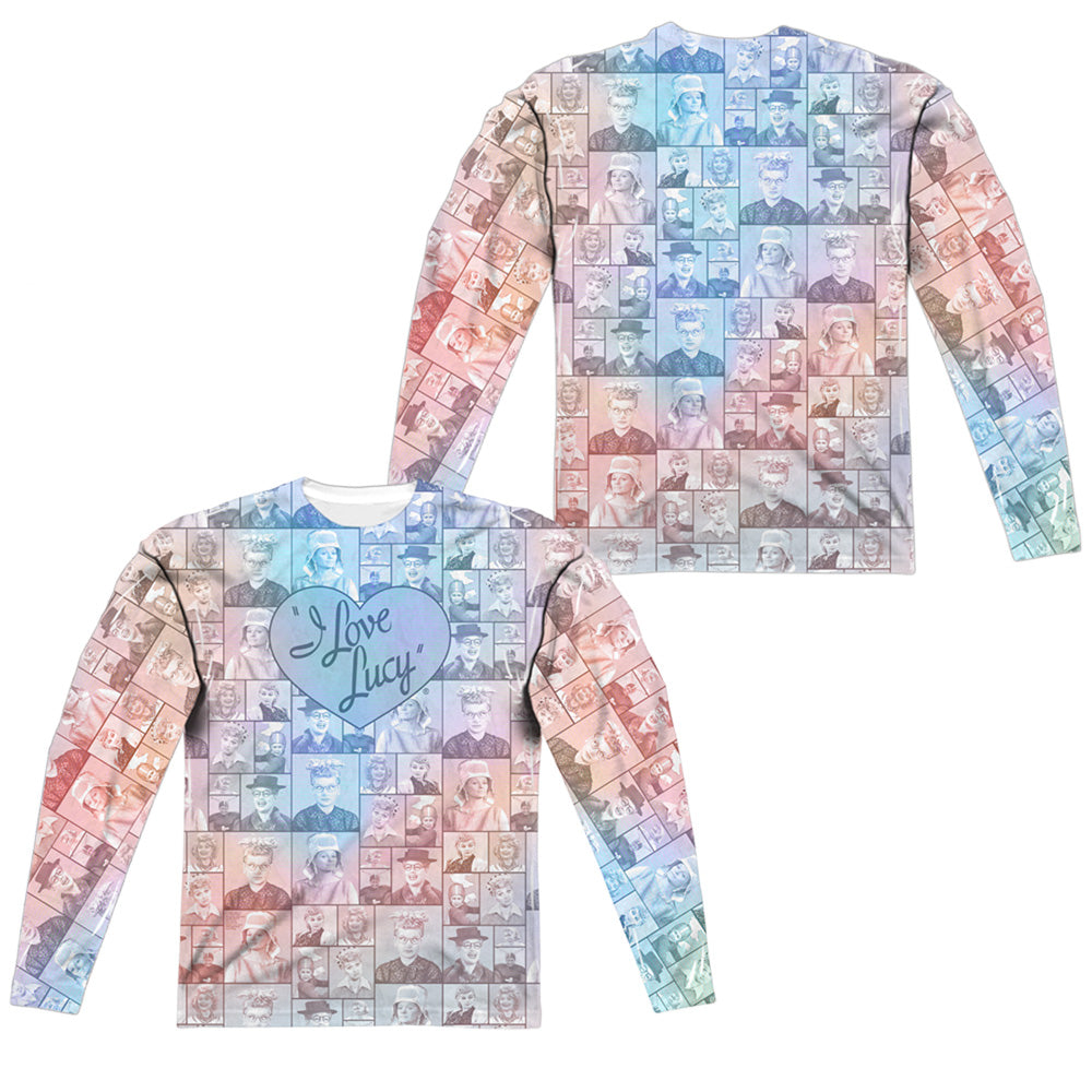 I LOVE LUCY/MANY MOODS (FRONT/BACK PRINT) - L/S ADULT POLY CREW  - MULTI